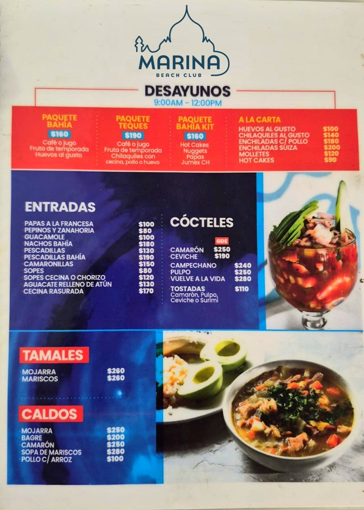 Carta original proporcionada del restaurante, página 1.