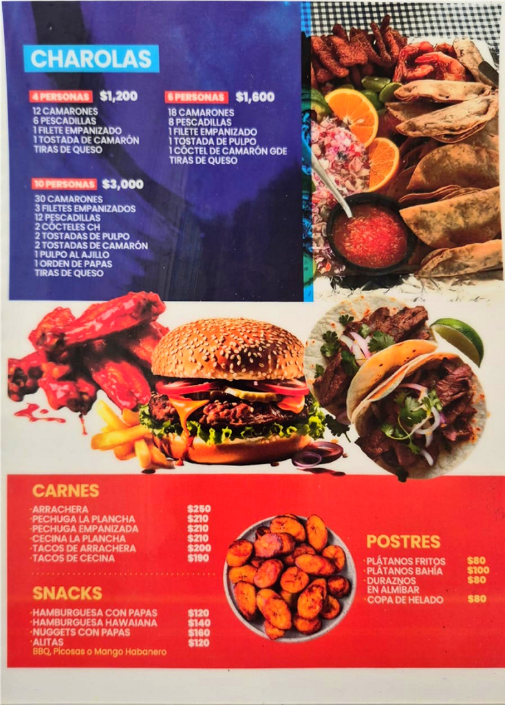 Carta original proporcionada del restaurante, página 3.